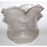 Late 19th century clear glass oil lamp shade with an etched floral design