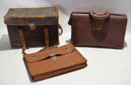 Leather carrying case together with two further leather attache cases (3)