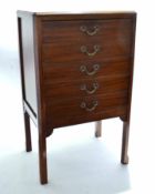 Late 19th century mahogany music cabinet of canted rectangular form, the five drawers all with