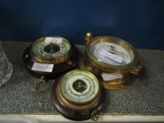 THREE CIRCULAR WALL BAROMETERS