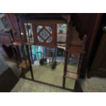 MAHOGANY SEVEN MIRRORED OVERMANTEL WITH OPEN SHELVES