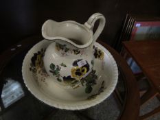 ROYAL CAULDON FLORAL DECORATED WASH JUG AND BOWL