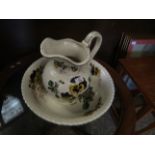 ROYAL CAULDON FLORAL DECORATED WASH JUG AND BOWL