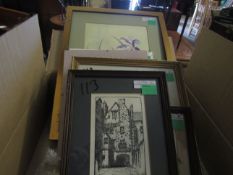 SMALL BOX CONTAINING MIXED PRINTS, PICTURES ETC