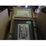 SMALL BOX CONTAINING MIXED PRINTS, PICTURES ETC