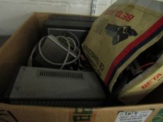 BOX CONTAINING MIXED DYNATRON PORTABLE RADIO, SPEAKERS, CB TRANSCEIVER ETC