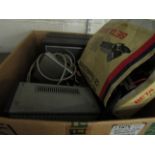 BOX CONTAINING MIXED DYNATRON PORTABLE RADIO, SPEAKERS, CB TRANSCEIVER ETC