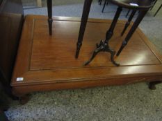 CHINESE HARDWOOD RECTANGULAR COFFEE TABLE ON TURNED LEGS