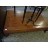 CHINESE HARDWOOD RECTANGULAR COFFEE TABLE ON TURNED LEGS