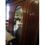 EDWARDIAN MAHOGANY SATINWOOD SINGLE MIRRORED DOOR WARDROBE