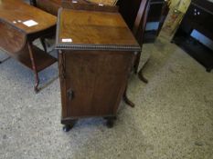 WALNUT SINGLE CUPBOARD DOOR BEDSIDE CABINET RAISED ON PAD FEET