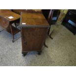 WALNUT SINGLE CUPBOARD DOOR BEDSIDE CABINET RAISED ON PAD FEET