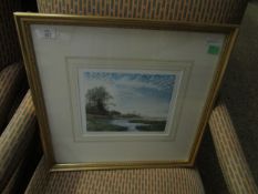 GILT FRAMED COLOURED SIGNED PRINT