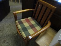 BEECHWOOD FRAMED ARMCHAIR WITH SLATTED SEAT AND BACK