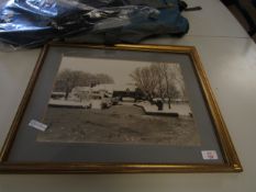 FRAMED PHOTOGRAPH OF PULL'S FERRY IN THE WINTER, TOGETHER WITH A FURTHER FRAMED PRINT (2)