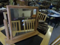 PINE FRAMED DRESSING TABLE MIRROR WITH COLUMN SUPPORTS