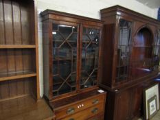 19TH CENTURY MAHOGANY CABINET WITH TWO ASTRAGAL GLAZED DOOR TO TOP, THE BASE FITTED WITH THREE