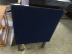 OAK FRAMED SQUARE FOLDING CARD TABLE WITH BLUE BAIZE TOP