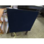 OAK FRAMED SQUARE FOLDING CARD TABLE WITH BLUE BAIZE TOP