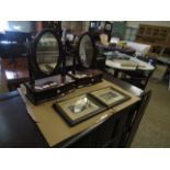 TWO TEAK SMALL DRESSING TABLE MIRRORS WITH SINGLE DRAWERS AND KNOB HANDLES TOGETHER WITH TWO