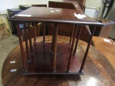 TEAK FRAMED TABLE TOP REVOLVING BOOKCASE