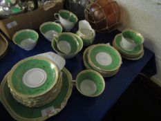 NEW CHELSEA GREEN AND GILDED RIM PART TEA WARES