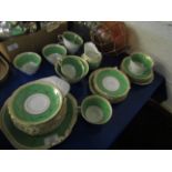 NEW CHELSEA GREEN AND GILDED RIM PART TEA WARES