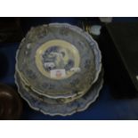 GROUP CONTAINING MIXED 19TH CENTURY BLUE AND WHITE PLATES ETC