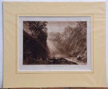 AFTER J M W TURNER, engraved by C Turner, "Clyde", mezzotint, circa 1809, 18 x 26cm mounted but