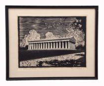 •AR Ernest A Pickup (1887-1970), 'The Parthenon at Nashville', wood engraving, signed and