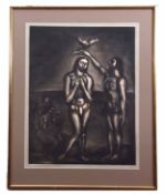 After Georges Rouault (1871-1958, FRENCH) "Baptism of Christ" black and white aquatint, circa