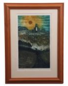 •AR Laurie Rudling (Born 1950) "Looking West", coloured etching, signed, numbered 1/15 and inscribed