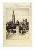 •AR Reginald Green(1884-1971) 'Antwerp Cathedral', black and white etching, signed in pencil to