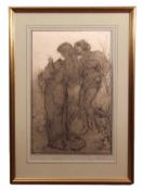 Phillippe Zilcken (1857-1930) Couple, sepia etching, signed in pencil to lower right margin, 50 x