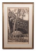 •AR Sir Frank William Brangwyn RA RWS RBA (1867-1956) Figures by a bridge, etching, signed in pencil