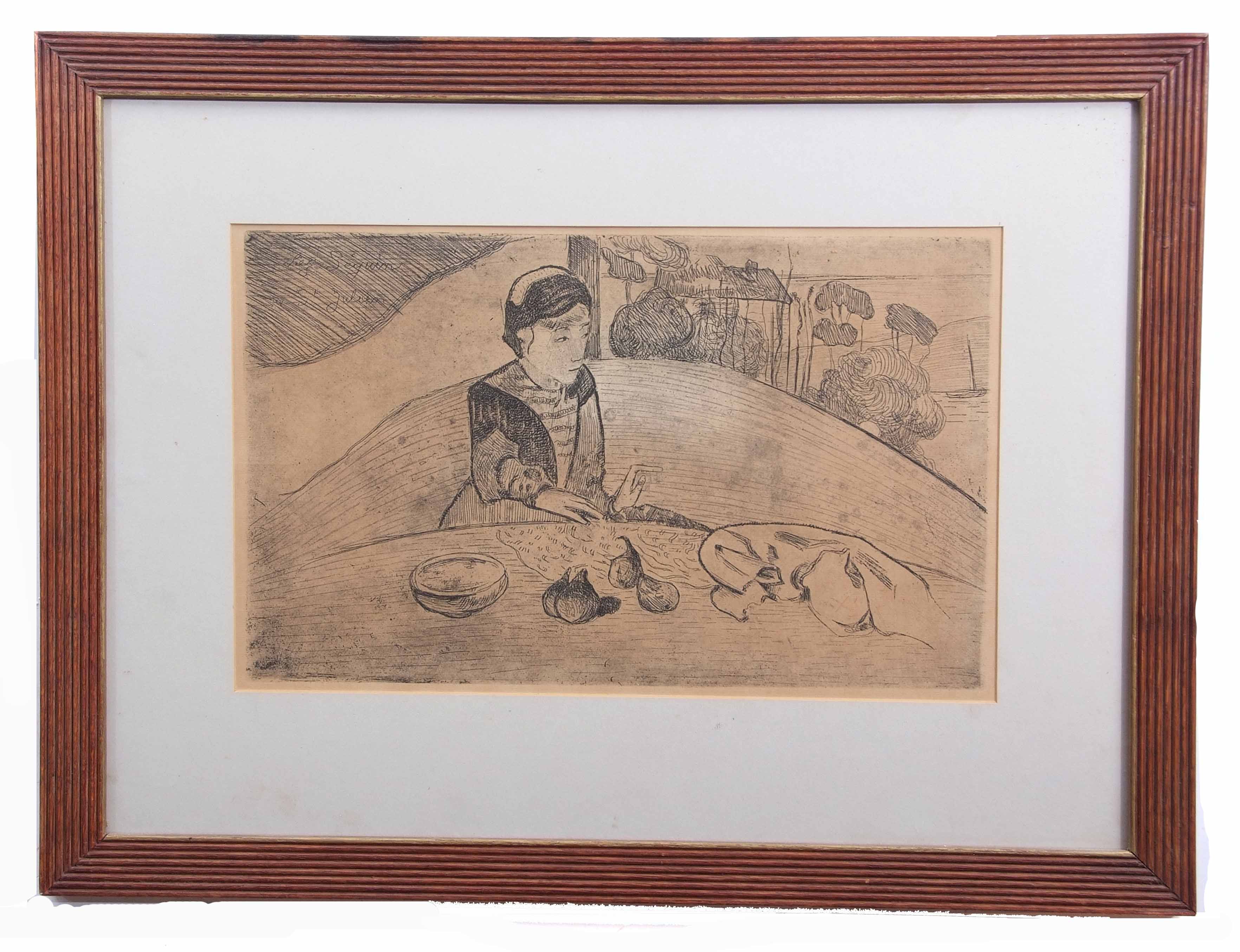 After Paul Gauguin (1848-1903) "La Femme Aux Figues", etching, 27 x 42cm Printed on paper with
