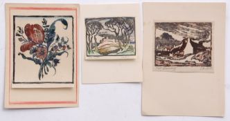 AR ELSIE MARION HENDERSON, (1880-1967), various subjects, folder of 9 woodblocks, most signed in