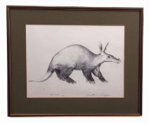 •AR Jonathan Kingdon (Born 1937), "Aardvark", black and white print, signed, numbered 10/100 and