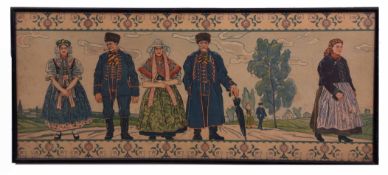 Russian School (Early 20th Century) Costumes, group of four chromolithographs, one initialled G.P,