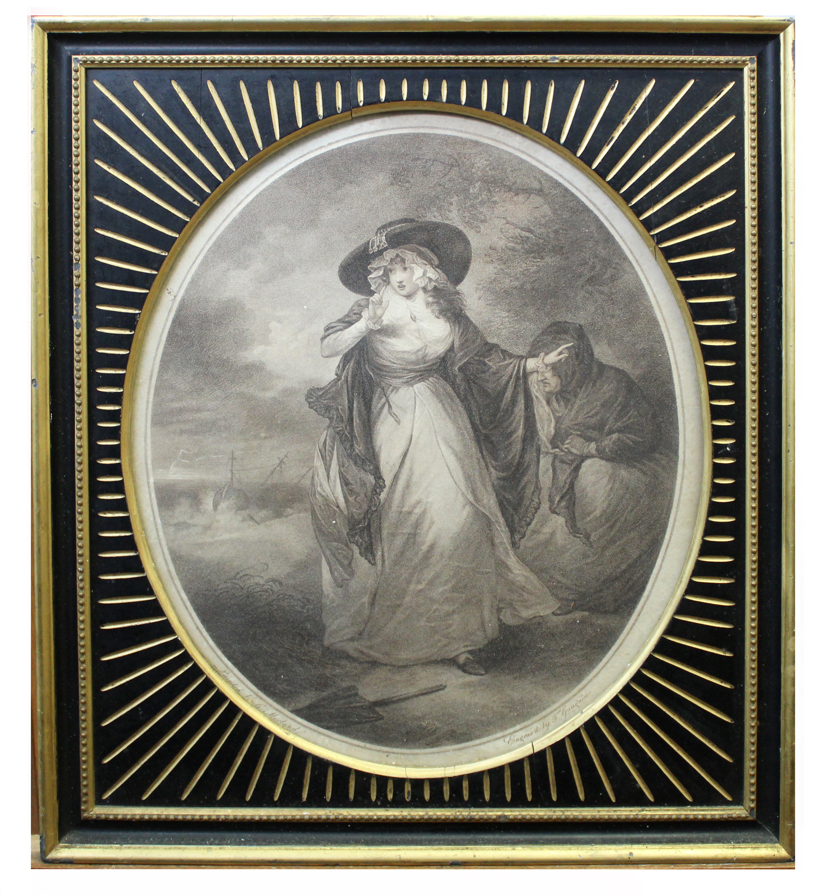 After G Morland, Engraved by T Gaugain, "Louisa", black and white engraving, 39 x 33cm