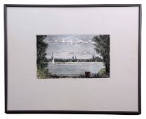 Pit Von Frihling (1919-2011) Titled river scene, coloured etching, signed, dated 83 and inscribed