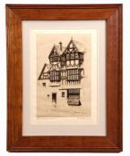 •AR Edgar James Maybery (1887-1966) 'Lane's Hospital, Ludlow', black and white etching, signed and