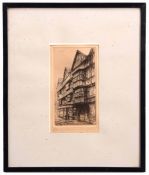 Edward Cherry (20th Century) Street scene, black and white etching, signed in pencil to lower left