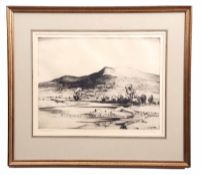 •AR John Charles Moody (1884-1962) 'The Breidden Hills', black and white etching, signed, dated '