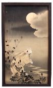 Ohara Koson (1877-1945) Hare and Moon, coloured woodblock, 34 x 19cm
