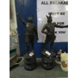 PAIR OF SPELTER FIGURES OF ROMAN SOLDIERS