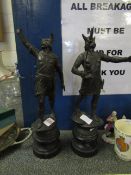 PAIR OF SPELTER FIGURES OF ROMAN SOLDIERS