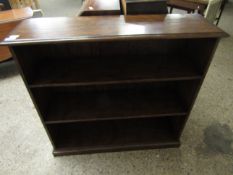 GOOD QUALITY OAK FORMED BOOKCASE WITH TWO FIXED SHELVES PANELLED BACK AND OPEN SHELVES