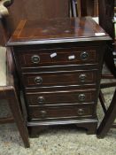 REPRODUCTION MAHOGANY DWARF FOUR FULL WIDTH DRAWER CHEST WITH RINGLET HANDLES