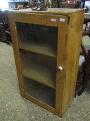 VICTORIAN PINE FRAMED SINGLE GLAZED DOOR BOOKCASE WITH TWO FIXED SHELVES